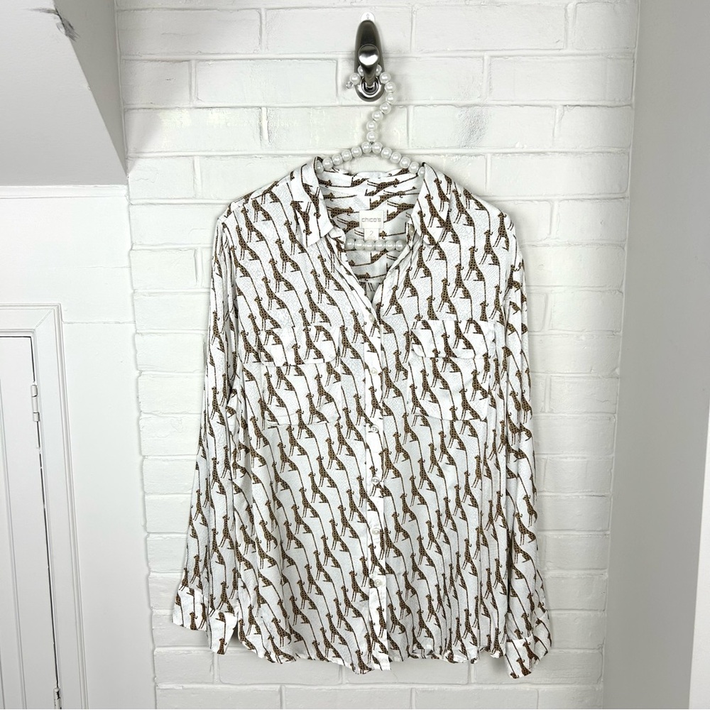 Chico’s Leopard Animal Patterned Button Down Shir… - image 3